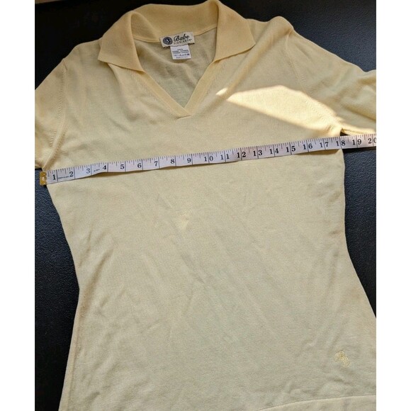 Babe Didrikson Vintage Womens Sweater 100% Cashmere Yellow Preppy Golf Medium - Picture 5 of 11